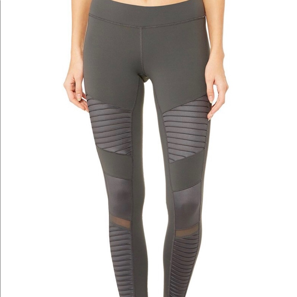 Alo Grey Moto Leggings Size Small